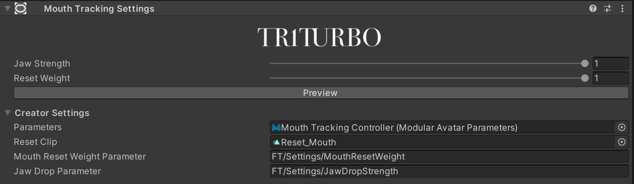 Mouth Tracking Settings